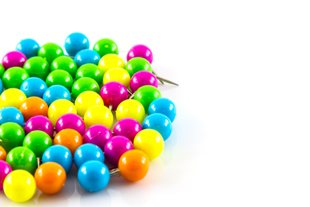 Colourful pushpins on white の写真素材