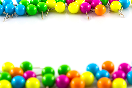 Colourful pushpins on white の写真素材