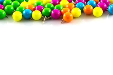 Colourful pushpins on white の写真素材