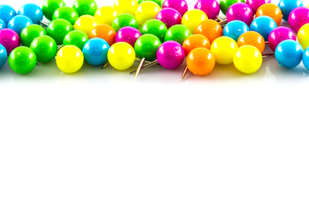 Colourful pushpins on white の写真素材