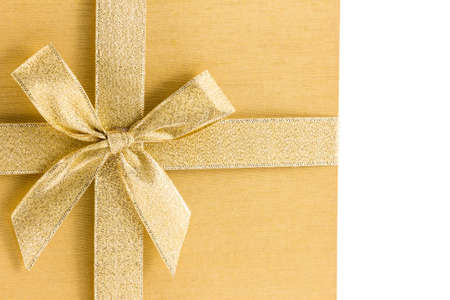 Luxurious gold gift box  on white backgroundの写真素材
