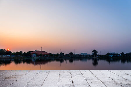 sunset of city on the park silhouetteの写真素材
