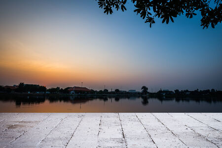 sunset of city on the park silhouetteの写真素材