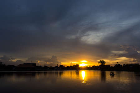 Sunset Sky at the park, Twilight Silhouetteの写真素材