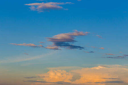 blue sky with tiny clouds backgroundの写真素材