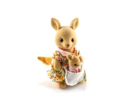 kangaroo toy mother and baby backgroundの写真素材