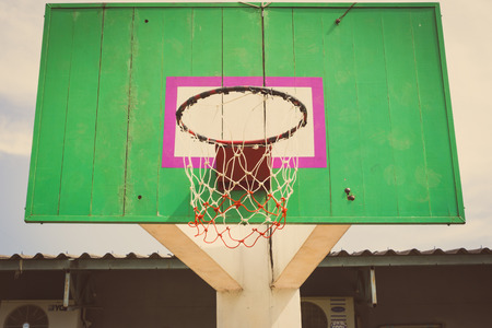 Old wooden basketball hoop background