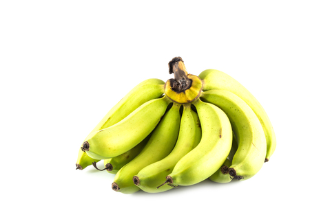 green banana bundle on white backgroundの写真素材