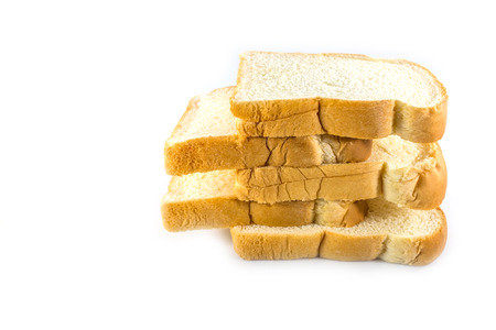 Slice of white bread isolated on white background