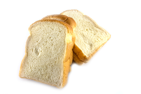 Slice of white bread isolated on white background