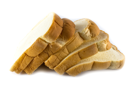 Slice of white bread isolated on white background