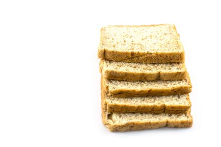 Whole wheat sliced bread on white 