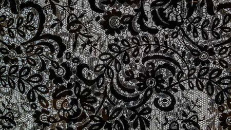 Black & white Seamless Floral and flower pattern and textureの写真素材