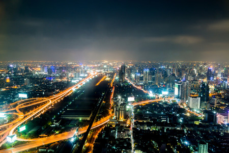 Bangkok city at night, Thailand at nighttime