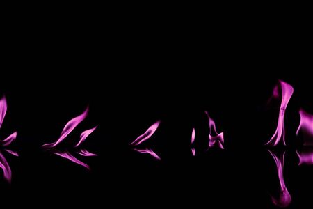 Pink Fire flames on black backgroundの写真素材