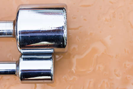 Old Silver dumbbell backgroundの写真素材
