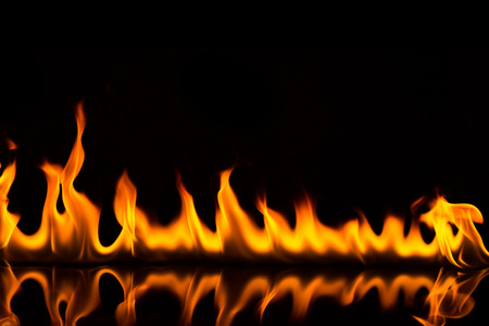 fire flames on black backgroundの写真素材