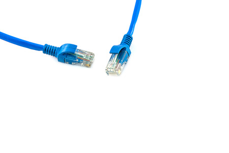 Blue Network internet cable isolated on white background