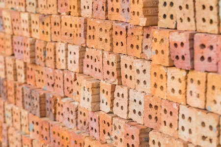 Red brick block for wallpaper and backgroundの写真素材