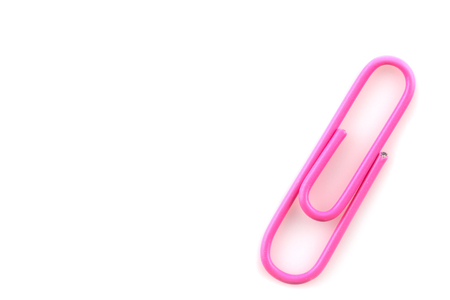 Colorful paperclips isolated on white backgroundの写真素材