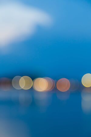 Bokeh Lights on blue backgroundの写真素材