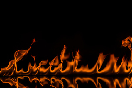 Fire flames on black background