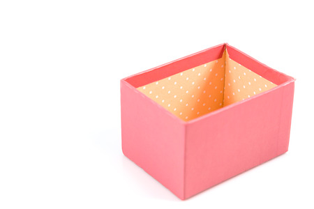 Pink gift box with ribbon bow isolated on white background