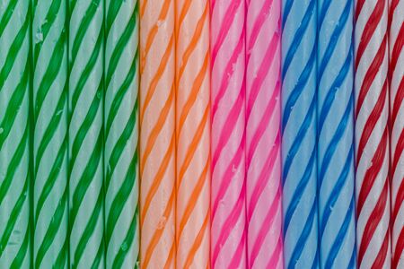 Close-up of colorful Birthday candles pattern backgroundの写真素材