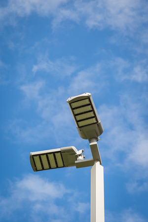 Street Light LED Pole on blue sky backgroundの写真素材