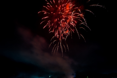 Fire work in celebrate event on black backgroundの写真素材