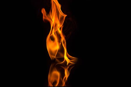 Fire flames on a black backgroundの写真素材
