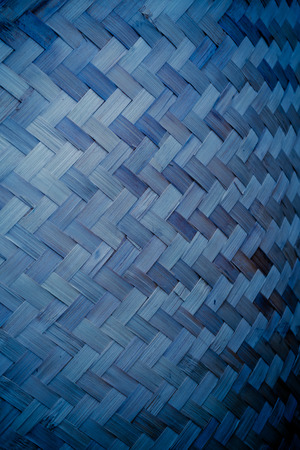Blue Bamboo grass woven flat mat natural bamboo backgroundの写真素材