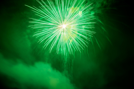 Fire work in celebrate event on black backgroundの写真素材