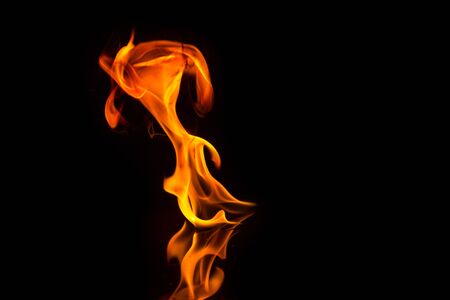 Fire flames on a black backgroundの写真素材