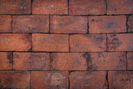 Old floor red brick wall texture use for background