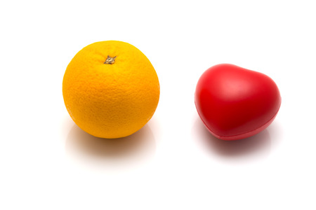 Red heart isolated on white backgroundの写真素材