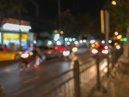 blur of traffic in the city at night backgroundの写真素材