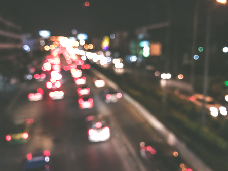 blur of traffic in the city at night backgroundの写真素材
