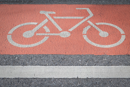 Bicycle lane on the road backgroundの写真素材