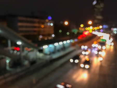 blur of traffic in the city at night backgroundの写真素材