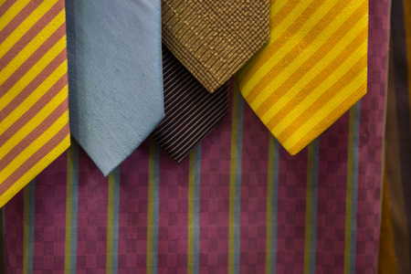 Raw of colorful Thai silk handcraft old vintage torn from natural materials  texture backgrounの写真素材