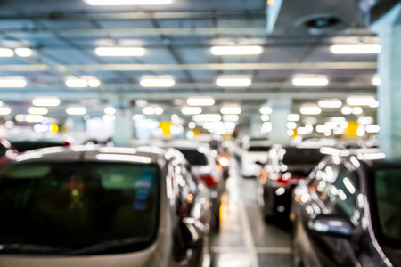 Blur of car in the car park background