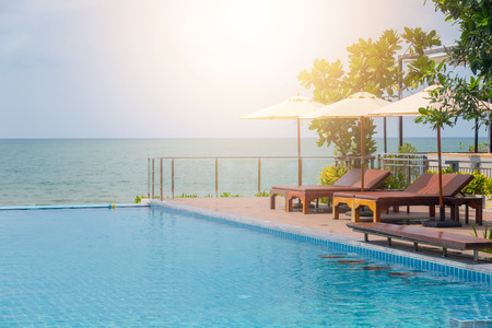 View from the swimming pool of the hotel. Sea view.のeditorial素材