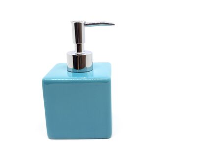 Modern ceramic liquid soap bottle on white backgroundの写真素材