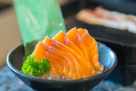 Salmon Sashimi Japanese-style foodの写真素材