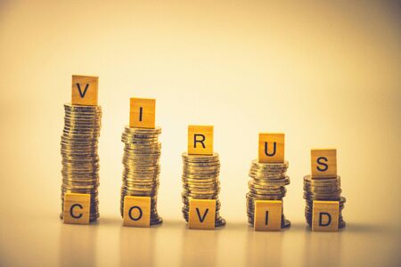 Growth of Covid - 19 with coin background