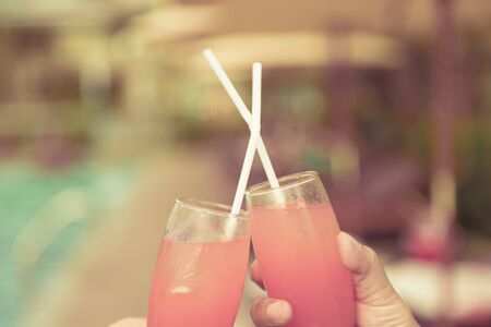 Cocktail party at the pool for celebration meeting backgroundの写真素材