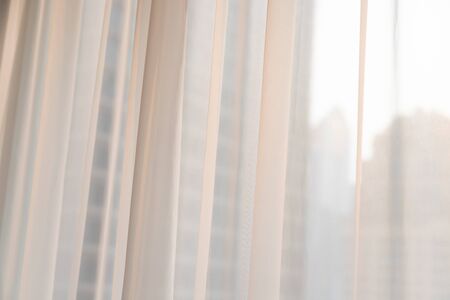 White curtains and morning sunlight nature background