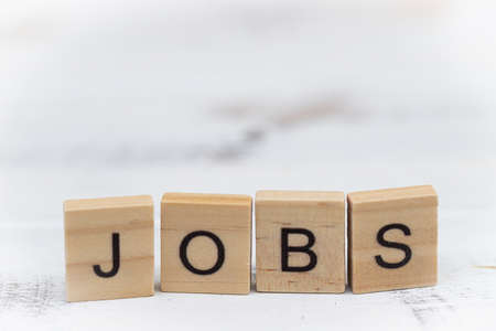 Jobs wooden letters on wood vintage background