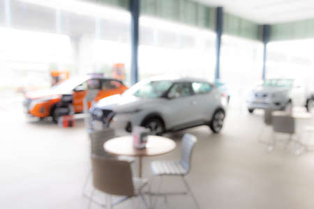 Blur car in the showroom backgroundの写真素材